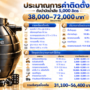 ถังบำบัดน้ำเสีย pure 5000 ลิตร แข็งแรง