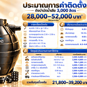ถังบำบัดน้ำเสีย pure 3000 ลิตร แข็งแรง