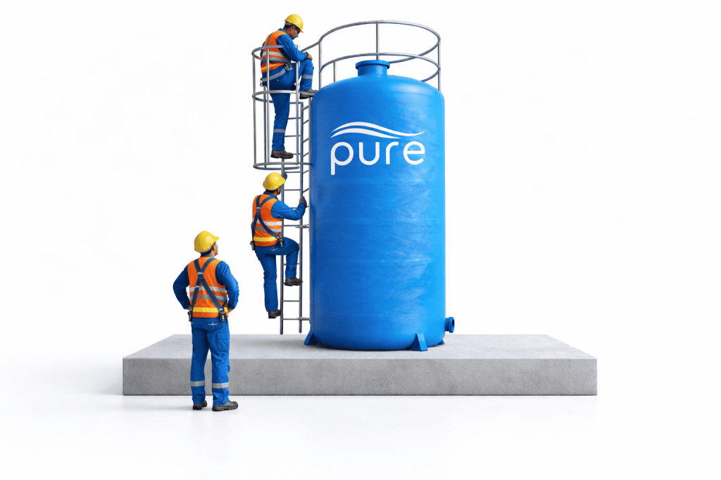 ถังเก็บน้ำไฟเบอร์กลาสทรงตั้ง PURE 10000 ลิตร