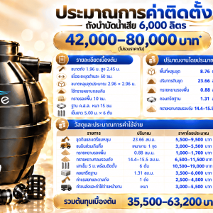ถังบำบัดน้ำเสีย pure 6000 ลิตร แข็งแรง